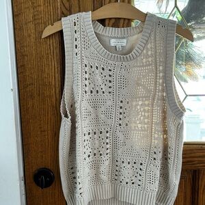 Lucky Brand Cream Knit Sweater Vest